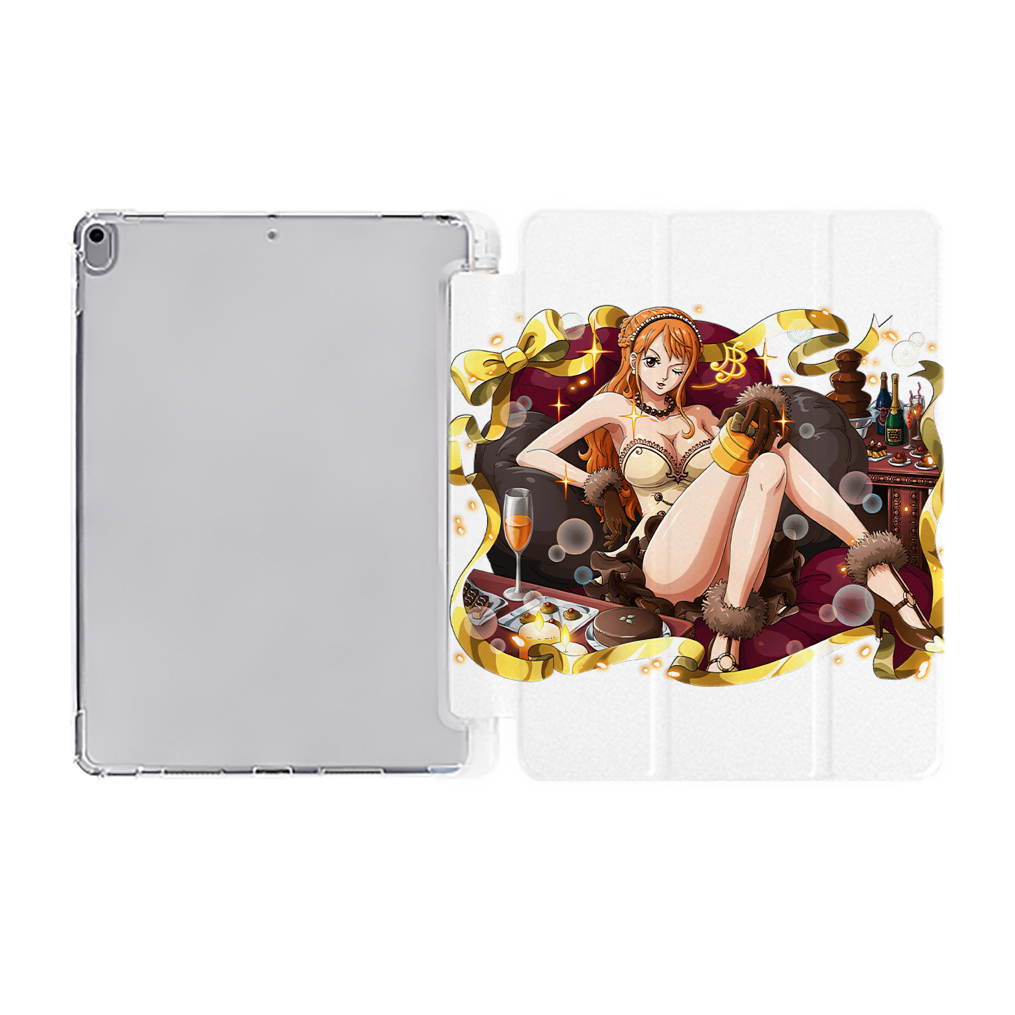 （画像用） ワンピース ナミ ONE PIECE Nami IPad ケース ペン収納付き 三つ折りスタンド PUレザー×シリコン 対応機種9.5/10.5/10.9インチ
